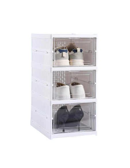 Zapatero 3 cajas Contenedor plegable apilable Organizadores de zapatos