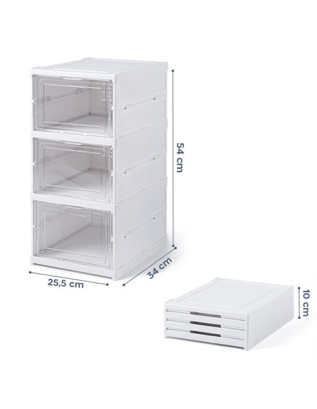 Zapatero 3 cajas Contenedor plegable apilable Organizadores de zapatos
