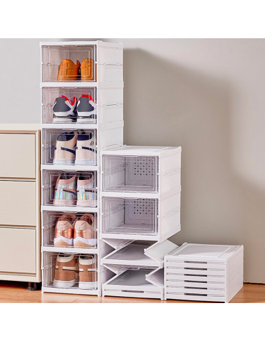 Zapatero 3 cajas Contenedor plegable apilable...