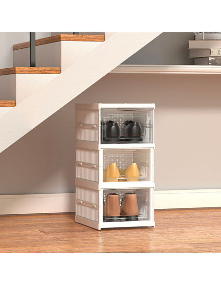 Zapatero 3 cajas Contenedor plegable apilable Organizadores de zapatos