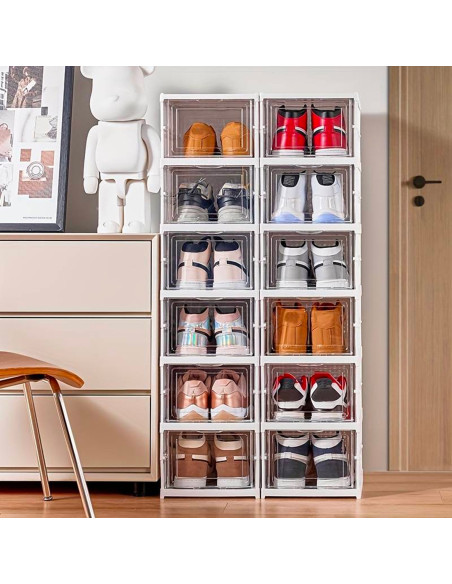 Zapatero 6 cajas contenedor plegable apilable organizadores de zapatos