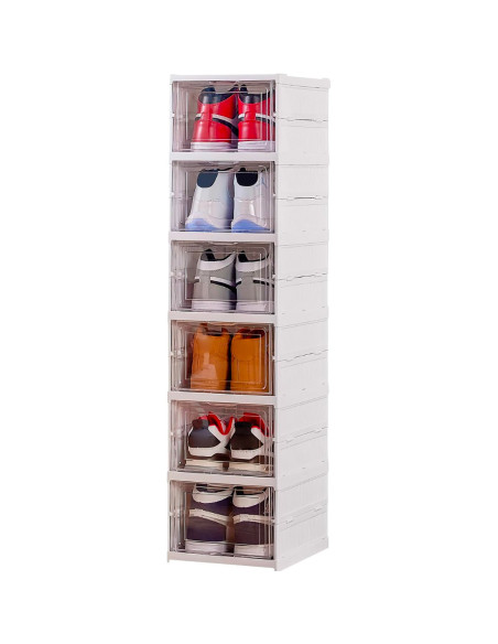 Zapatero 6 cajas contenedor plegable apilable organizadores de zapatos