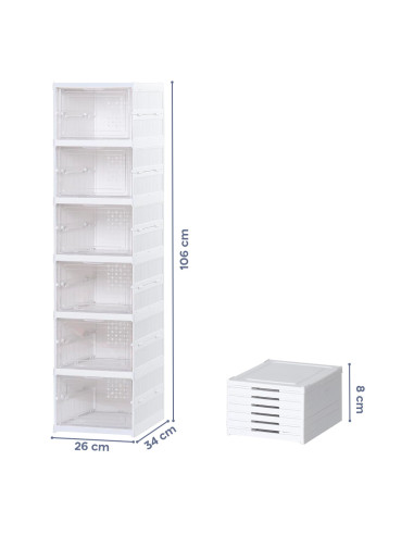 Zapatero 6 cajas contenedor plegable apilable...