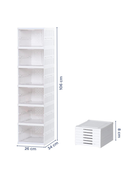 Zapatero 6 cajas contenedor plegable apilable organizadores de zapatos