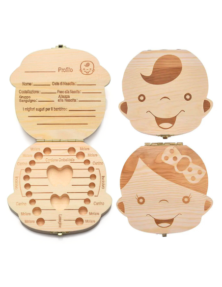 4221 Cajita de madera para guardar los dientes de leche para niña o niño