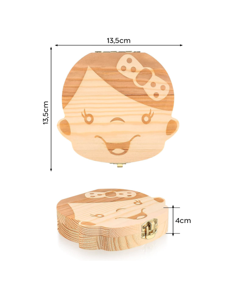 4221 Cajita de madera para guardar los dientes de leche para niña o niño