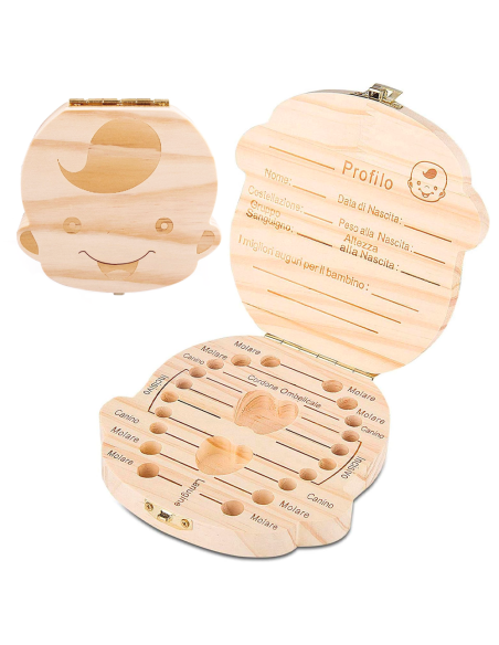 4221 Cajita de madera para guardar los dientes de leche para niña o niño