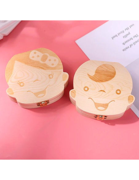 4221 Cajita de madera para guardar los dientes de leche para niña o niño