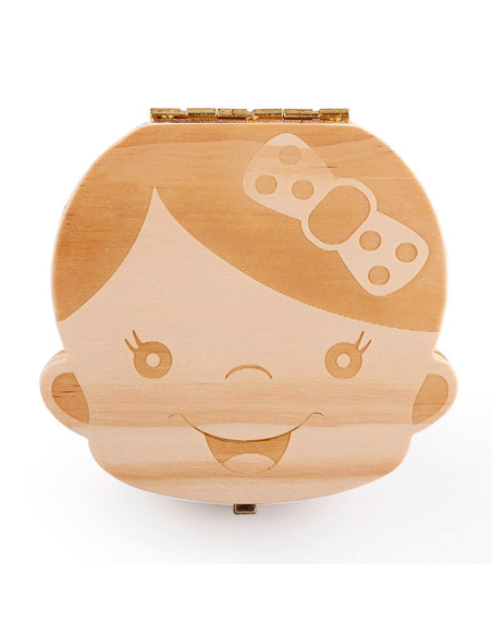 4221 Cajita de madera para guardar los dientes de leche para niña o niño