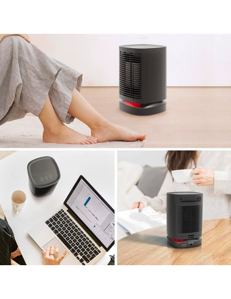 Mini Estufa Eléctrica Portátil 950W Escritorio Ventilador Calefactor Oscilante