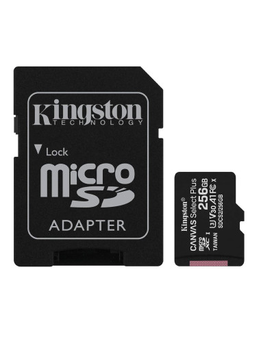 Kingston Canvas Select Plus SDCS2/256GB Tarjeta MicroSD Clase 10 y Adaptador SD