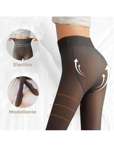 Pack 3 mallas térmicas para mujer efecto medias...