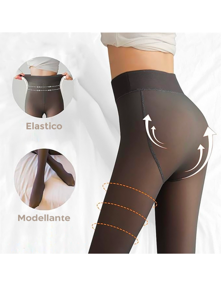 Pack 3 mallas térmicas mujer con efecto medias 2 Beige 1 Negro para invierno