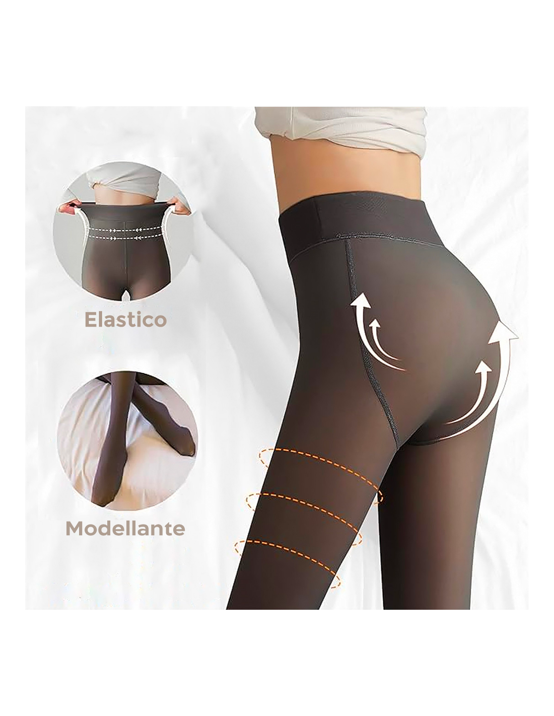 Pack 3 mallas térmicas mujer con efecto medias 2 Beige 1 Negro para invierno