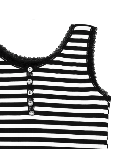 Camiseta tirantes térmica para mujer con interior forro polar elástico a rayas