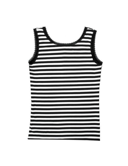 Camiseta tirantes térmica para mujer con interior forro polar elástico a rayas