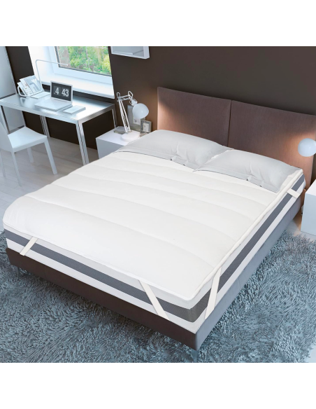 Cubrecolchón para Cama Doble 165x200 Microfibra con Gomas Elásticas Blanco