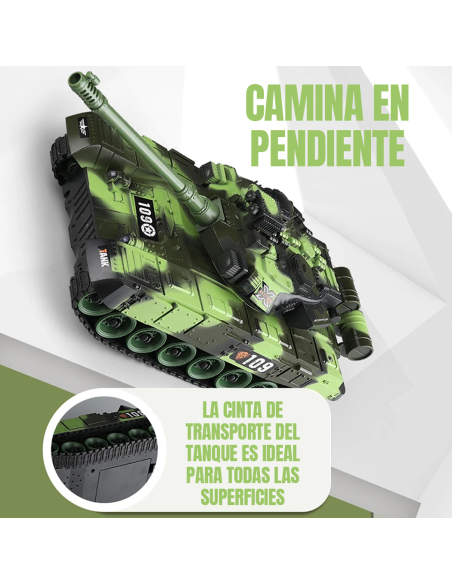 Tanque Juguete con Control Remoto a Escala 1:30 con Efectos de Sonido y Luces