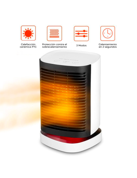 Mini Estufa Eléctrica Portátil 950W Escritorio Ventilador Calefactor Oscilante