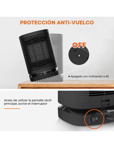 Mini Estufa Eléctrica Portátil 950W Escritorio Ventilador Calefactor Oscilante