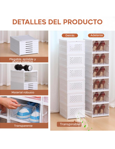 Zapatero 6 cajas contenedor plegable apilable...