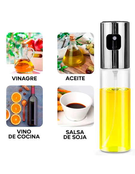 Dispensador Aceite en Spray Nebulizador 100 ml de Vidrio para Freidora de Aire