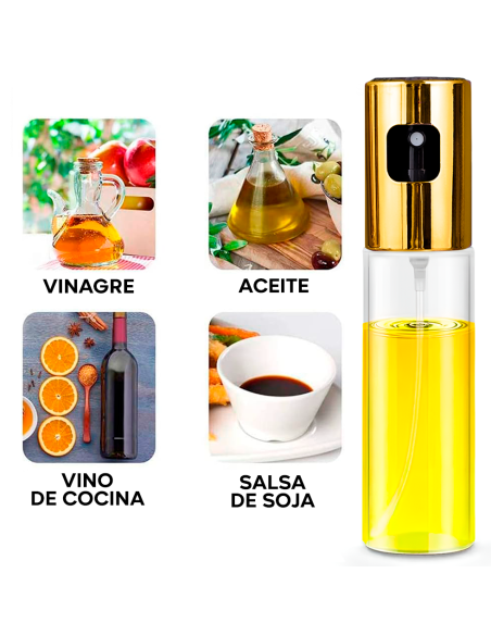 Dispensador Aceite en Spray Nebulizador 100 ml de Vidrio para Freidora de Aire