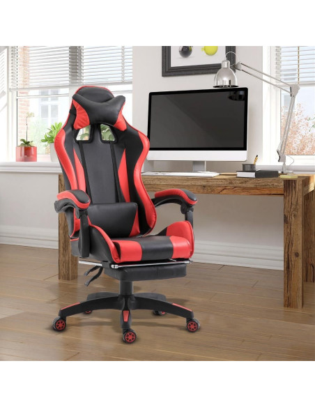 Silla de oficina para juegos AZRACE ecopiel con reposapiés silla reclinable 150°