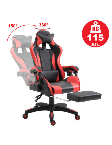 Silla de oficina para juegos AZRACE ecopiel con reposapiés silla reclinable 150°