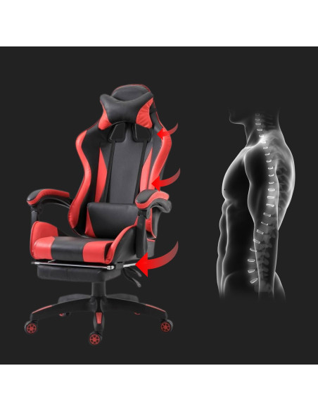 Silla de oficina para juegos AZRACE ecopiel con reposapiés silla reclinable 150°