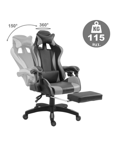 Silla de oficina para juegos AZRACE ecopiel con reposapiés silla reclinable 150°