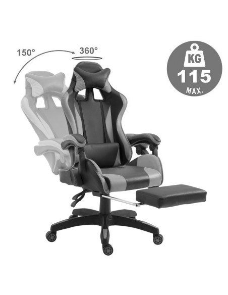 Silla de oficina para juegos AZRACE ecopiel con reposapiés silla reclinable 150°