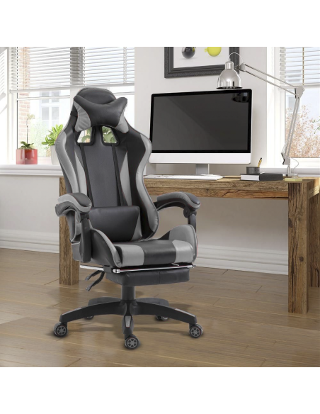 Silla de oficina para juegos AZRACE ecopiel con reposapiés silla reclinable 150°