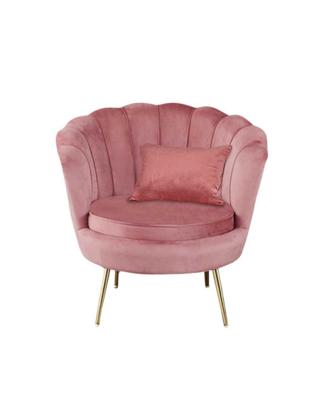 Sillón concha SOFIA terciopelo sala de estar vintage 78x73x78 cm patas doradas