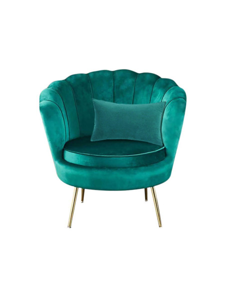 Sillón concha SOFIA terciopelo sala de estar vintage 78x73x78 cm patas doradas