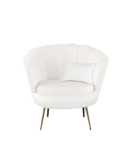Sillón concha SOFIA terciopelo sala de estar vintage 78x73x78 cm patas doradas