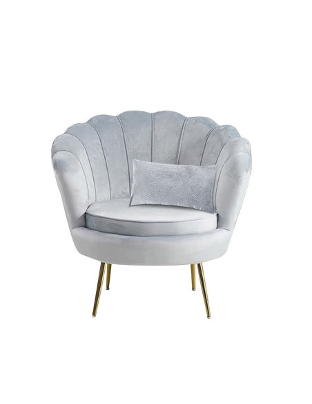 Sillón concha SOFIA terciopelo sala de estar vintage 78x73x78 cm patas doradas