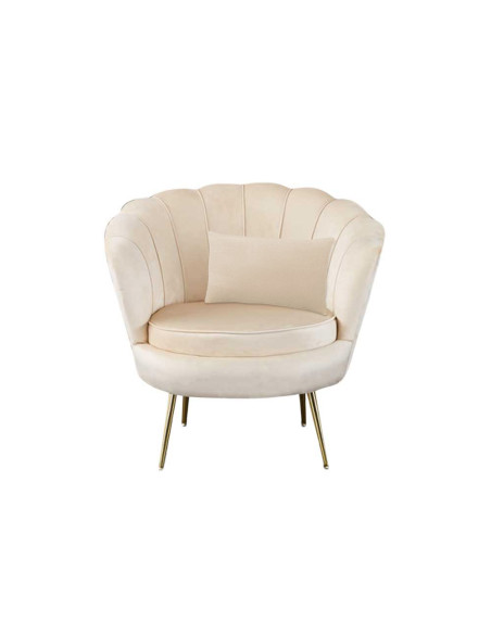 Sillón concha SOFIA terciopelo sala de estar vintage 78x73x78 cm patas doradas