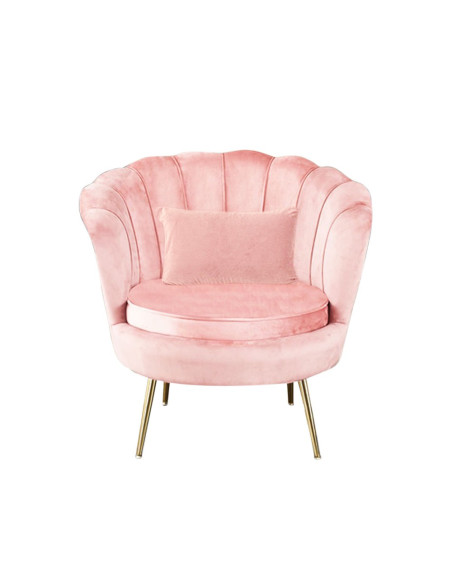 Sillón concha SOFIA terciopelo sala de estar vintage 78x73x78 cm patas doradas