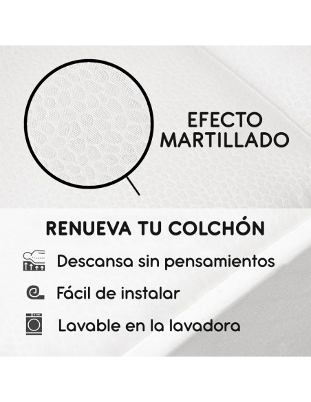 Cubrecolchón para Cama Doble 165x200 Microfibra con Gomas Elásticas Blanco