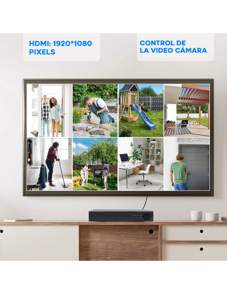 Kit videovigilancia con 8 cámaras H.264 mando distancia por infrarrojos Full HD