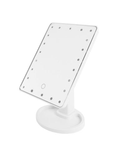 Espejo Cosmético LED Recargable, Portátil de Mesa, Giratorio e Inclinable