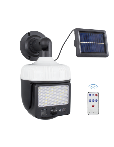 Lámpara Solar Recargable con Panel Solar, Sensor de Movimiento y Control Remoto