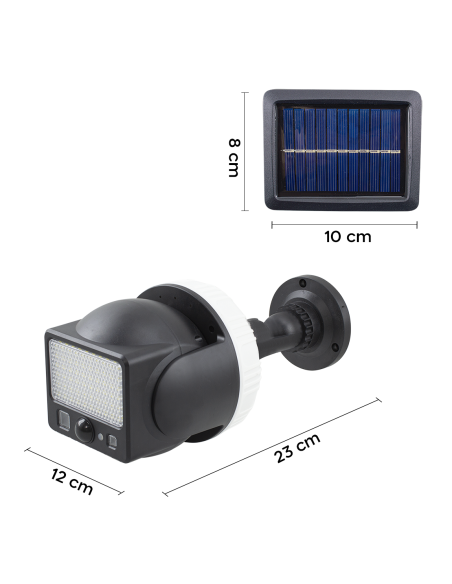 Lámpara Solar Recargable con Panel Solar, Sensor de Movimiento y Control Remoto