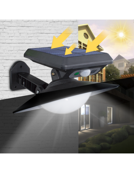 Lámpara LED Recargable panel solar IP65 con control remoto y sensor Infrarrojos