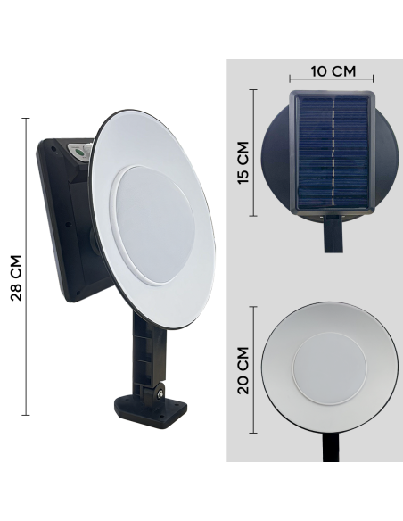 Lámpara LED Recargable panel solar IP65 con control remoto y sensor Infrarrojos