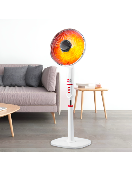 Estufa Eléctrica Parábola 49cm Fibra de Carbono Pie 450W y 900W Oscilante