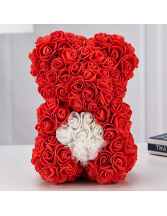 Oso de Rosas Artificiales H25cm con Envase Transparente,... 2