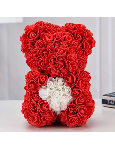 Oso de Rosas Artificiales H25cm con Envase...