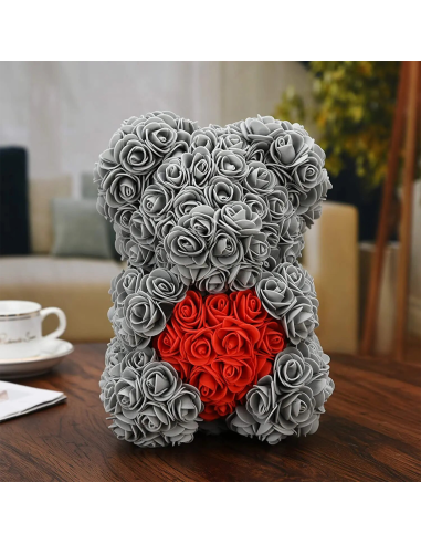 Oso de Rosas Artificiales H25cm con Envase...